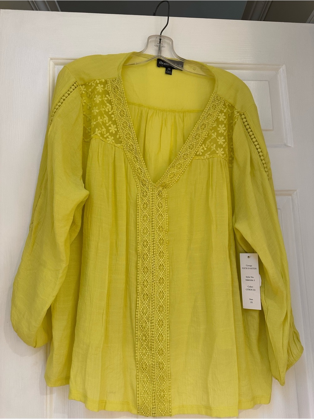 Bright Yellow Embroidered Peasant Tunic